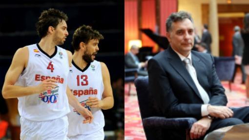 Los hermanos Gasol y su padre, Agustí