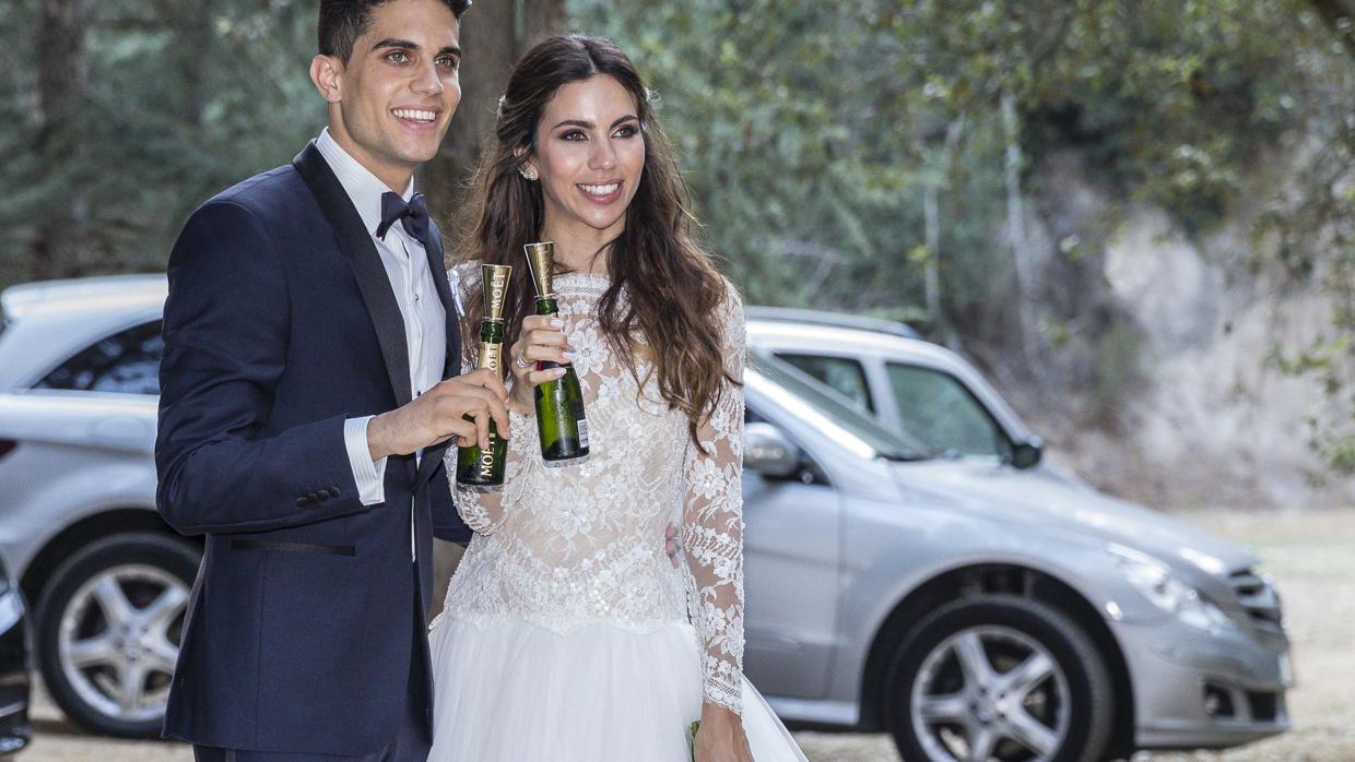 La pareja en su boda, el 18 de junio en Barcelona