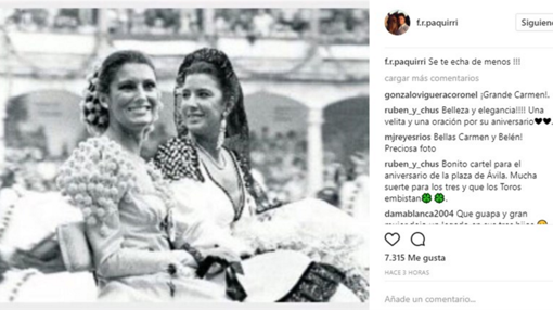 Carmina Ordóñez junto a su hermana Carmen en la foto compartida por su hijo Fran