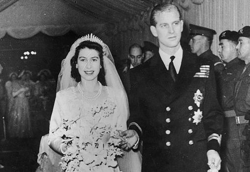 La Reina Isabel II el día de su boda, en 1947