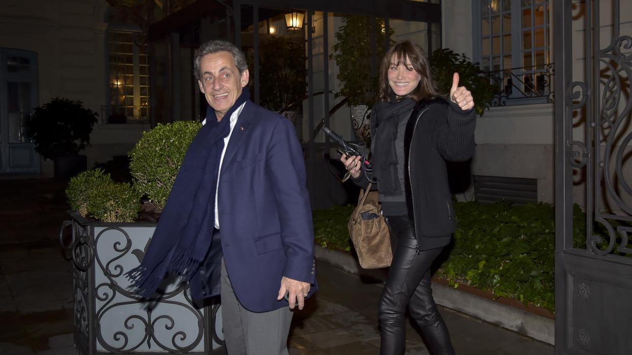 Carla Bruni y Nicolas Sarkozy, el miércoles, en el hotel Santo Mauro de Madrid