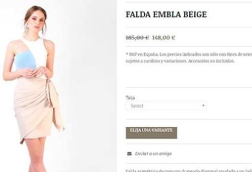 Falda valorada en 148 euros