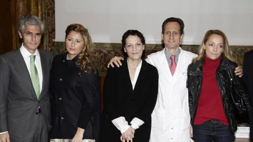 Adolfo Suárez Illana, Laura Suárez Illana, Sonsoles Suárez Illana e Isabel Flores durante la presentación del «Onchohealth Insitute» de laFundación Jiménez Díaz en Madrid