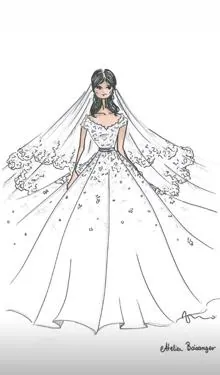 Boceto del segundo vestido de novia de Marie Chevallier