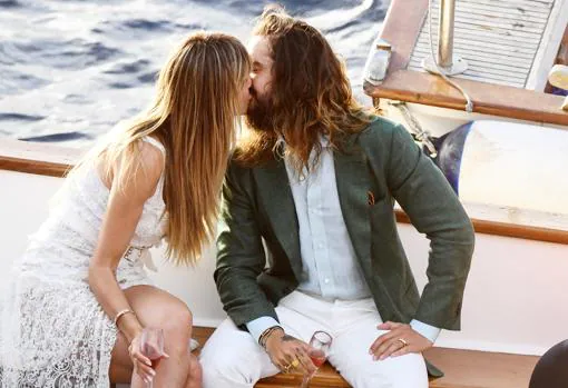 Heidi Klum y Tom Kaulitz en un bote antes de su boda