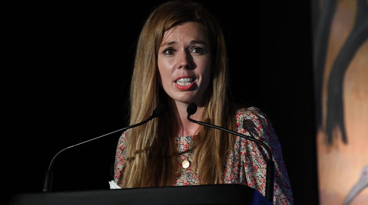 Carrie Symonds en el evento anual de Birdfair para observación de aves