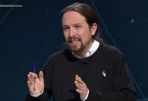 Pablo Iglesias, durante el segundo debate electoral