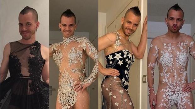 Dabiz Muñoz calienta motores posando con el polémico vestido de su mujer, Cristina Pedroche