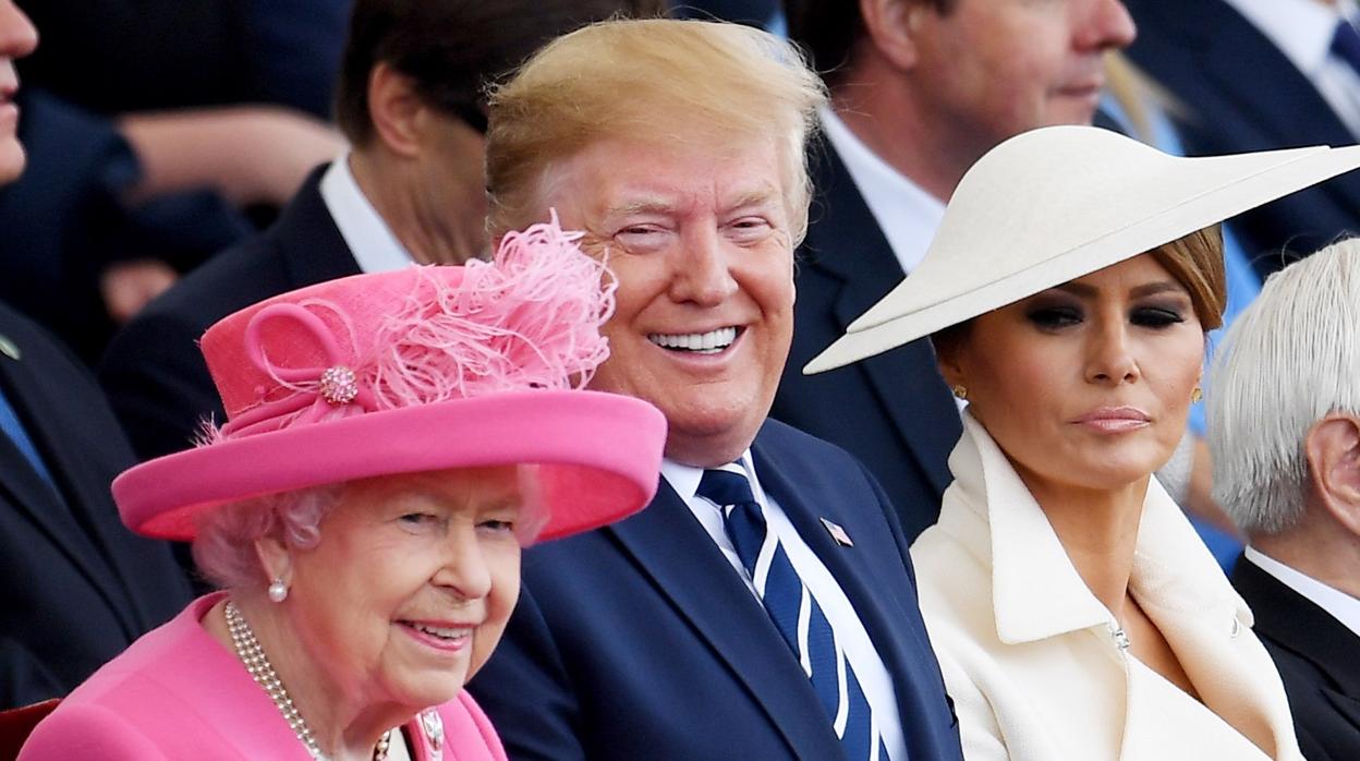 Isabel II, Donald y Melania Trump