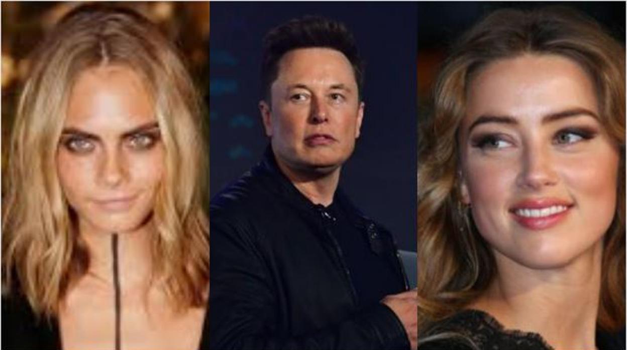 De izquierda a derecha, Cara Delevingne, Elon Musk y Amber Heard