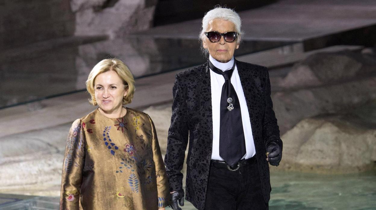 Silvia Venturini Fendi y Karl Lagerfeld