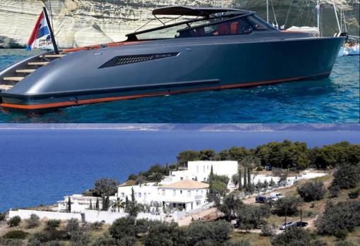La nueva embarcación que Guillermo y Máxima compraron por 2 millones de euros (arriba) y su residencia, a 160 kilómetros al sur de Atenas