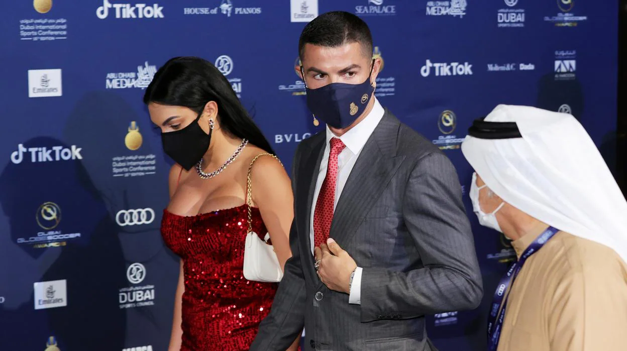 Georgina Rodríguez y Cristiano Ronaldo, el sábado, en la gala Globe Soccer Awards
