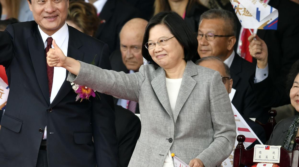 La presidenta Tsai Ing-wen, durante la celebración de la Fiesta Nacional