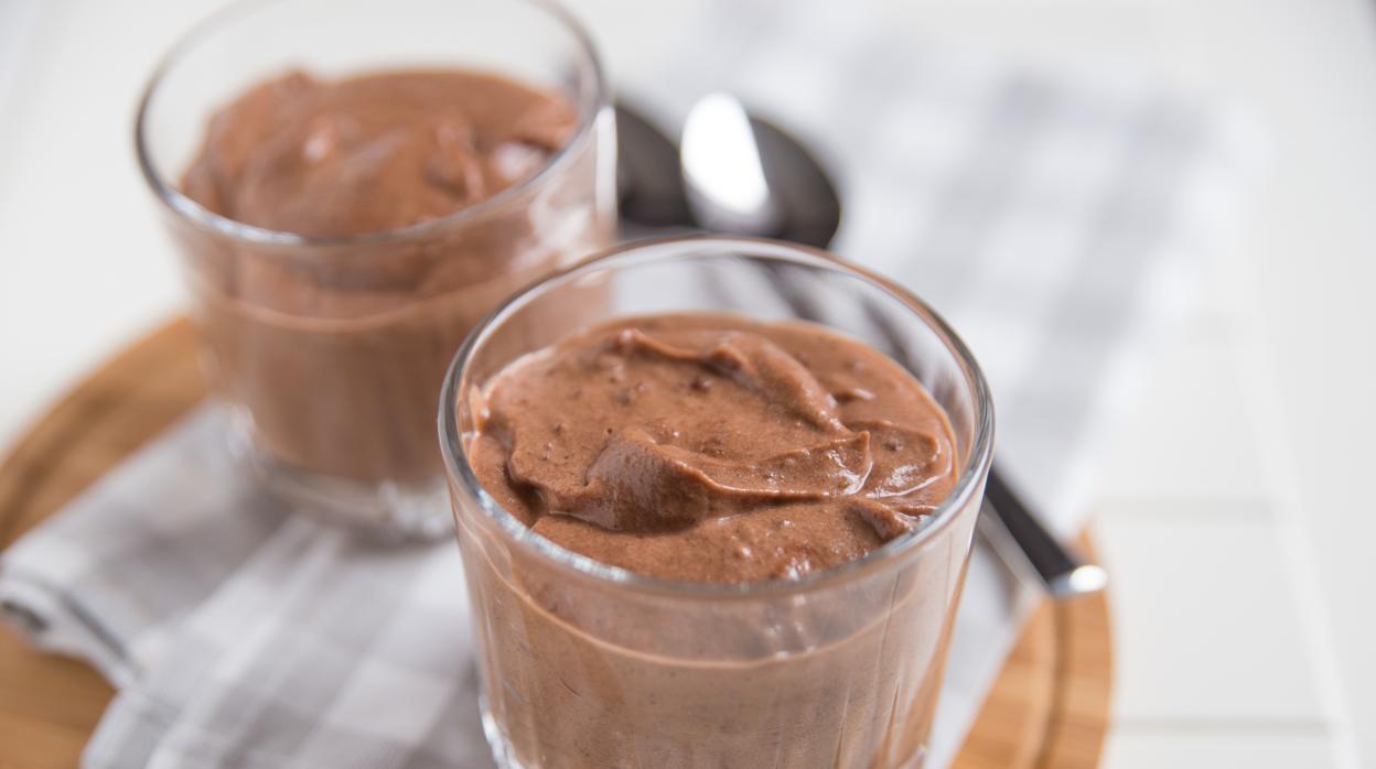 Mousse de chocolate vegana.