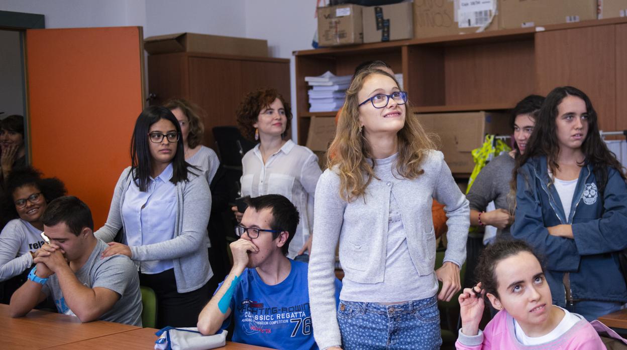 Alumnos de Liceo Achalay, en una clase de la Universidad Complutense