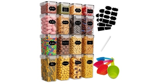 Kit con 16 botes de distintas capacidades