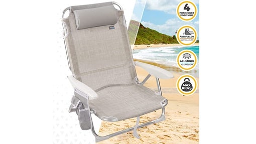 Silla de playa reclinable con cojín