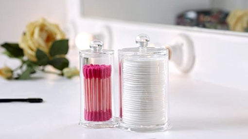 Bote transparente para bastoncillos