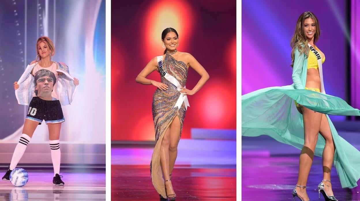 Miss Argentina, Miss México y Miss España, de izquierda a derecha