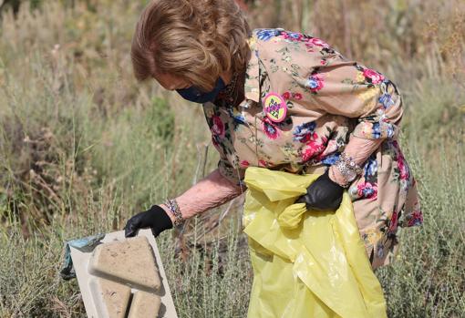 Doña Sofía participa en una recogida de basura