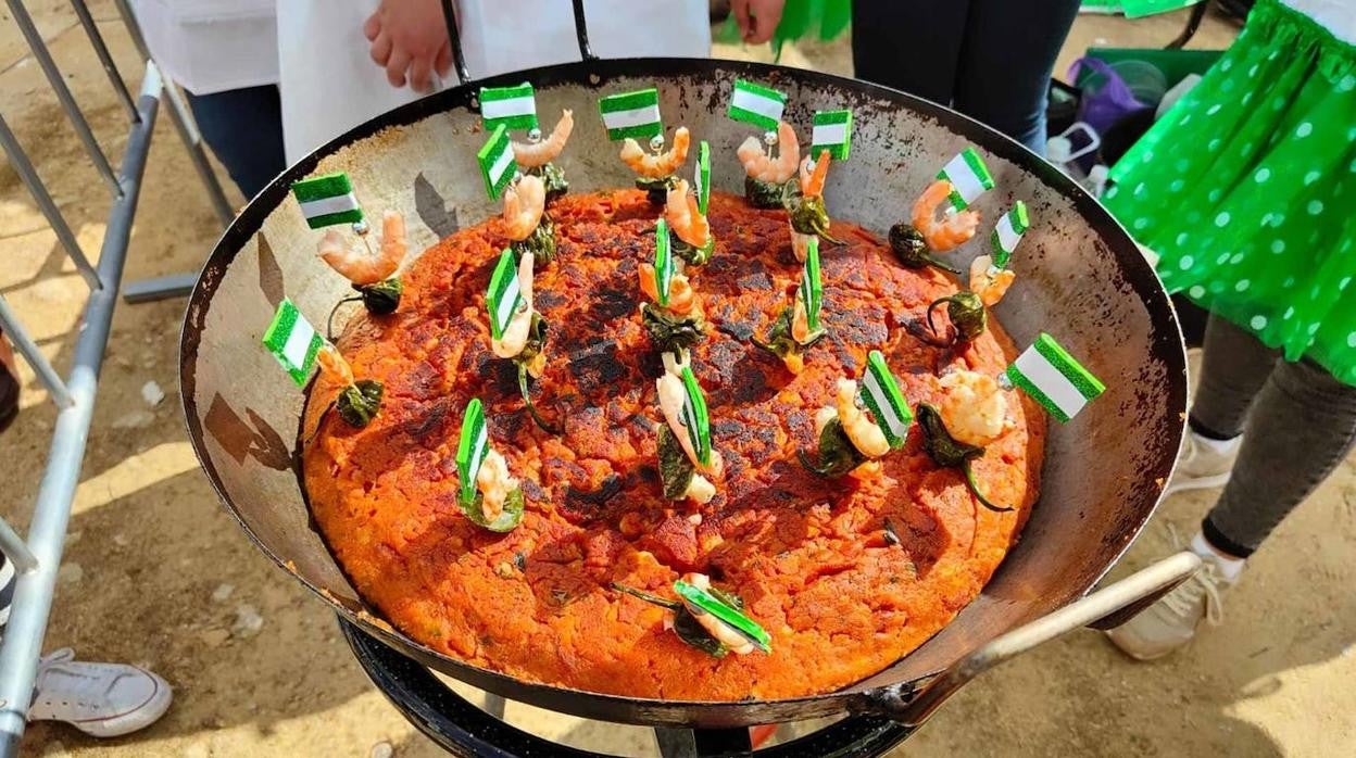 Una de las zopas, con las banderas de Andalucía