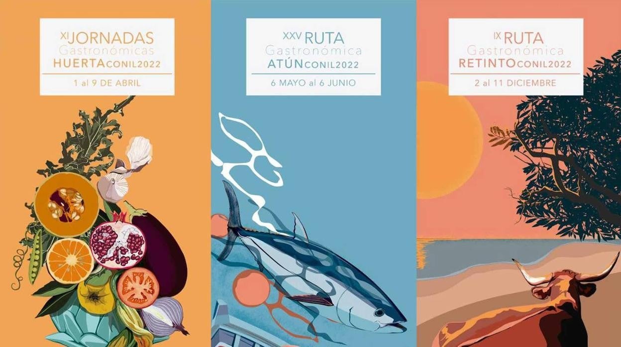 Cartel con las rutas gastronómicas de Conil en 2022