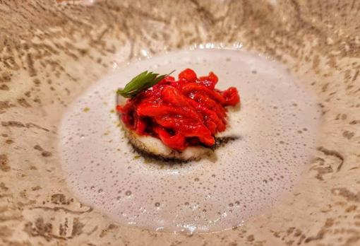 Brandada de boquerón con pimiento rojo asado