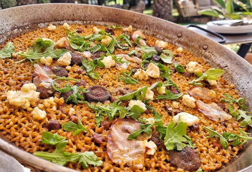 El arroz con lagartito, setas y coliflor