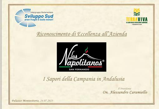 El certificado recibido por Los Napolitanos