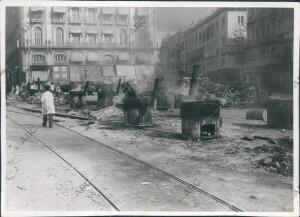 Obras de asfaltado de la Puerta del Sol