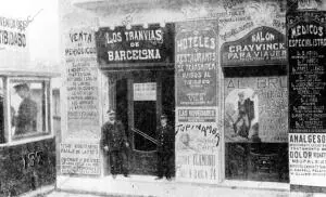 Fachada de la primera estación de tranvía de Barcelona, Llamada "salón...