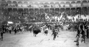 El público en el redondel durante la lidia del último Toro - corrida de Novillos...