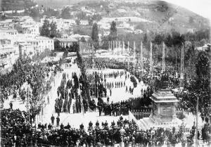 Jura de bandera en Granada aspecto del paseo de colón durante la solemne fiesta...