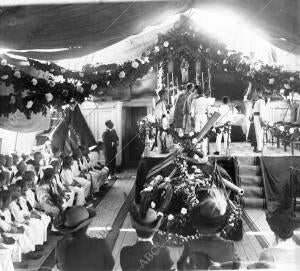 Aspecto del asilo Naval español durante la fiesta Celebrada en honor de su...