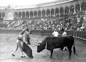 Manuel navarro descabellando a uno de los novillos de Correa