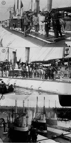 El ministro de marina en Tarragona el general Florez Visitando el Submarino...