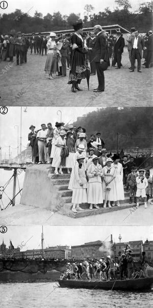 Dato, Saludando A su Magestad la Reina en el hipódromo las Señoritas que Tomaron...