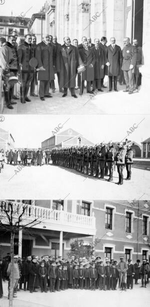 el Sr. de la Cierva (X), con las Autoridades Civiles y Militares, en la terraza...