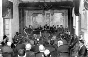 Sesión inaugural de la asamblea nacional de Transportes, Celebrada Ayer, bajo la...