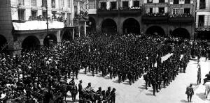 Llegada del batallón Cazadores de Mérida, destinado A aquella capital