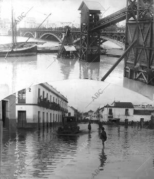 Aspecto que Ofrecían las Inmediaciones del puente de Triana durante la enorme...