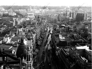 Vista de Madrid desde el edificio de Telefónica en construcción (1926-1939)