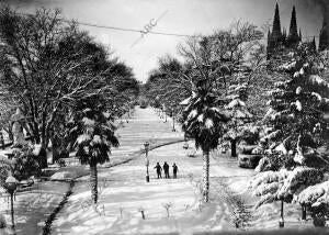 El Paseo del Espolón después de una nevada