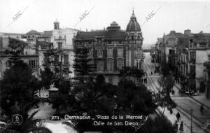 Plaza de la merced y calle san Diego en Cartagena (Murcia)