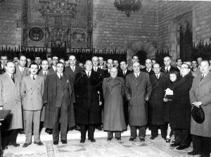 Visita del real Madrid en el salón de ciento del ayuntamiento de Barcelona