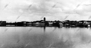 Vista general del pueblo corral de Almaguer después de la crecida del río...