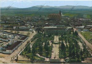Guareña (Badajoz), 1981. Vista panorámica de la localidad
