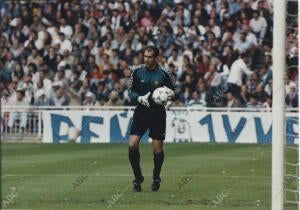 Partido de Liga, jornada 37, disputado en el estadio Santiago Bernabéu, entre el...