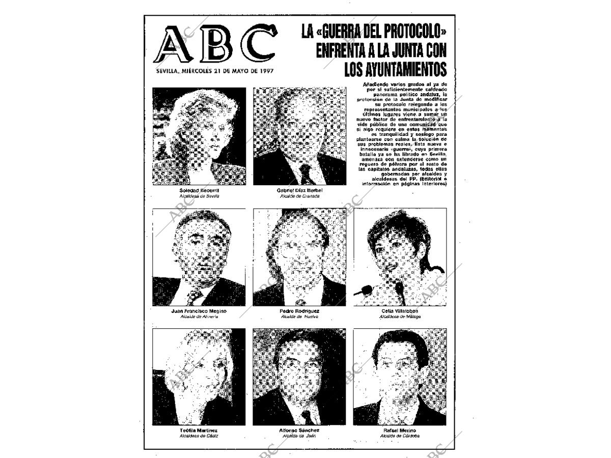 Periódico ABC SEVILLA 21-05-1997,portada foto